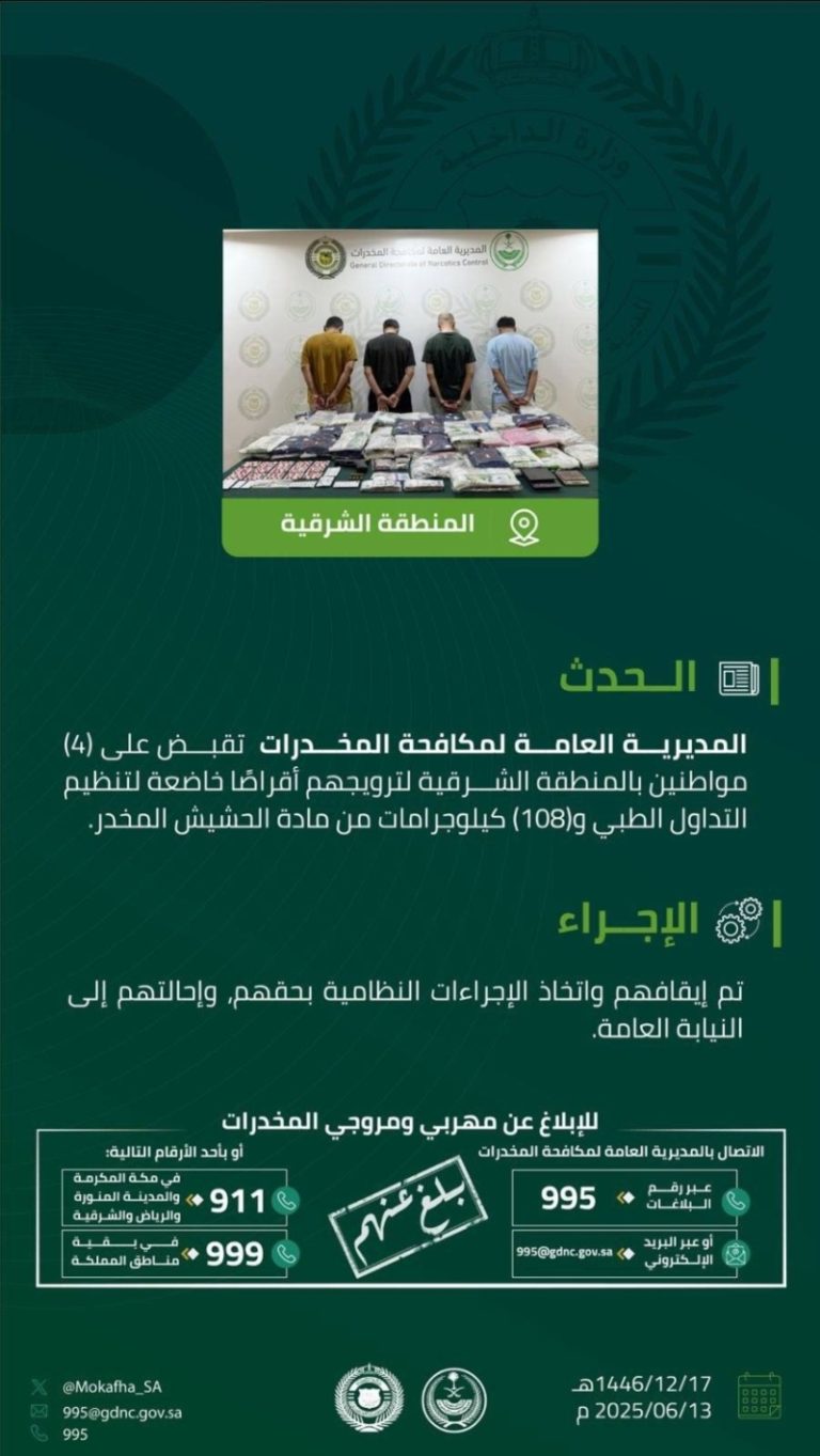 arrest of four individuals in Sharqia for promoting narcotic substances