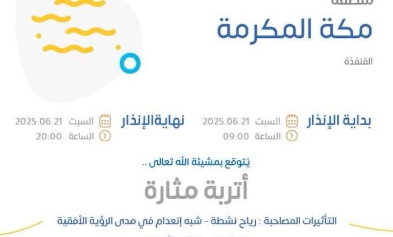 أجواء مغبرة في الليث وبحرة والقنفذة وتحذيرات جديدة من الأرصاد الجوية