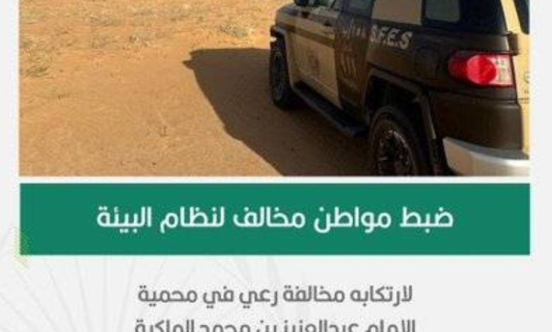 الأمن البيئي يلاحق مواطناً لمخالفته قواعد الرعي في محمية الإمام عبدالعزيز