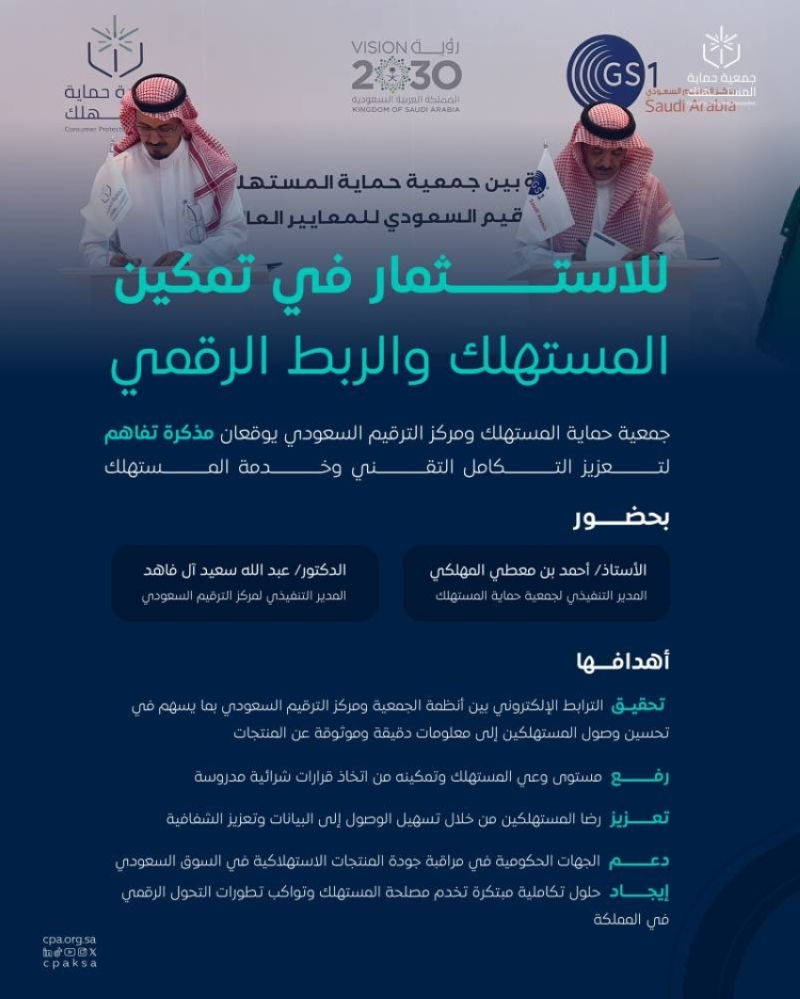 توقيع اتفاقية تعاون بين "حماية المستهلك" ومركز الترقيم لتعزيز الشراكة المستدامة