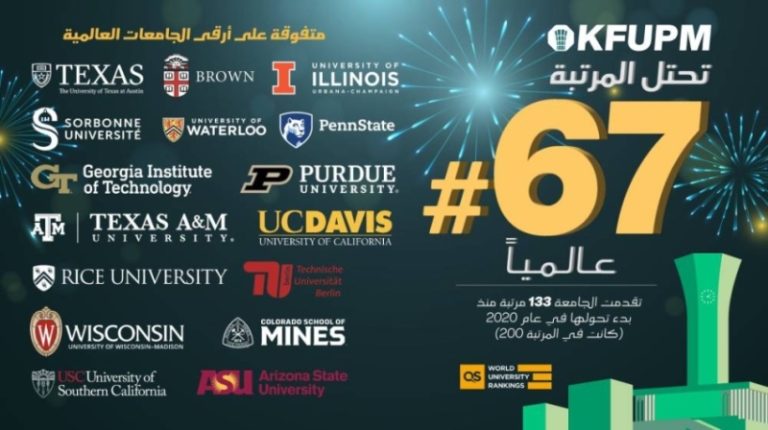جامعة الملك فهد للبترول والمعادن تحقق إنجازًا بدخولها قائمة أفضل 100 جامعة على مستوى العالم