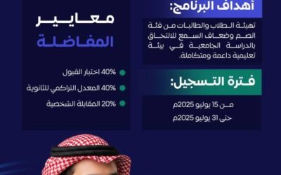 جامعة طيبة تعلن عن بدء التسجيل في برنامج السنة التأهيلية للصم وضعاف السمع
