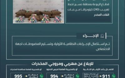 حرس الحدود في عسير ينجح في إحباط تهريب 240 كيلوغراماً من نبات القات المحظور