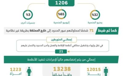 خلال أسبوع واحد.. القبض على 12066 مخالفًا لقوانين الإقامة وأمن الحدود