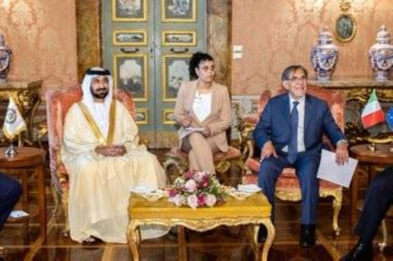 لقاء رئيس البرلمان العربي مع رئيس مجلس الشيوخ الإيطالي لتعزيز التعاون المشترك بين البلدين