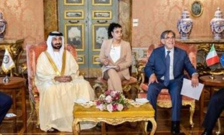 لقاء رئيس البرلمان العربي مع رئيس مجلس الشيوخ الإيطالي لتعزيز التعاون المشترك بين البلدين