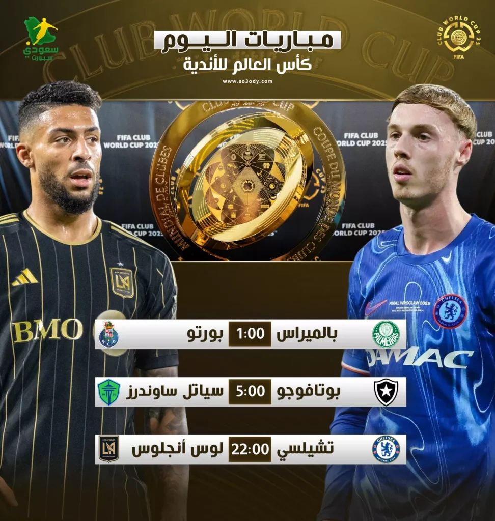 مواعيد مباريات اليوم الإثنين في كأس العالم للأندية 2025 والقنوات الناقلة لها