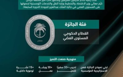 وزارة النقل والخدمات اللوجستية تفوز بالمستوى الفضي في جائزة الملك عبدالعزيز للجودة