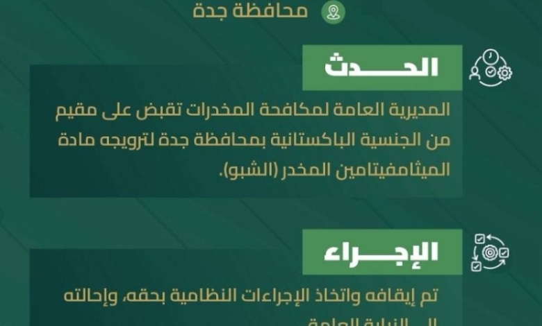 إلقاء القبض على مقيم بجدة بتهمة ترويج الشبو