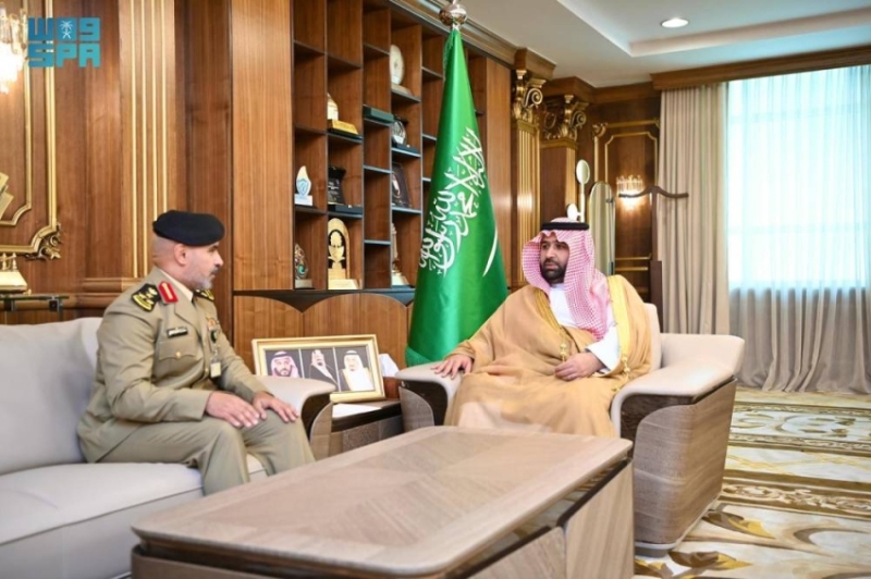استقبال أمير جازان قائد قوة أمن المنشآت بالمنطقة