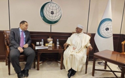 استقبال الأمين العام لمنظمة التعاون الإسلامي للمندوب الدائم لفلسطين
