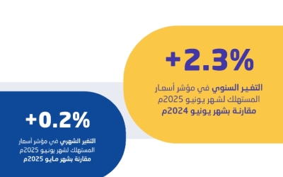 استقرار معدل التضخم في المملكة عند 2.3% خلال شهر يونيو من عام 2025