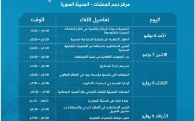 الأحد المقبل يشهد بداية فعاليات أسبوع القطاع التعاوني في المدينة المنورة.