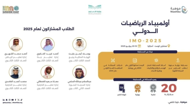 البعثة السعودية تشارك في أولمبياد الرياضيات الدولي 2025 بأستراليا