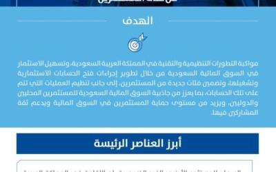 السوق المالية تُدخل تعديلات جديدة لتسهيل فتح وتشغيل الحسابات الاستثمارية للمستثمرين