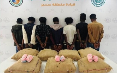 الشرطة تحبط تهريب 161 كجم من القات في الربوعة وتلقي القبض على 7 مخالفين