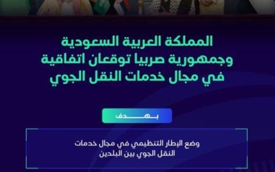 المملكة تُبرم اتفاقية وتناقش مباحثات مع صربيا وإندونيسيا بشأن النقل الجوي.