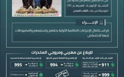 تحرير (75) كيلوجرامًا من القات المخدر يفضي إلى القبض على 5 مخالفين في عسير