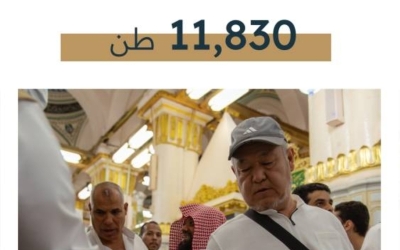 توزيع 11,830 طنًا من مياه زمزم لضيافة الحجاج في المسجد النبوي