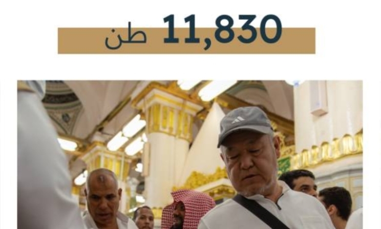 توزيع 11,830 طنًا من مياه زمزم لضيافة الحجاج في المسجد النبوي