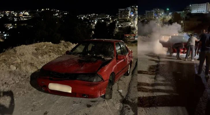 حريق في مركبة بالسلط يتسبب فيه تماس كهربائي