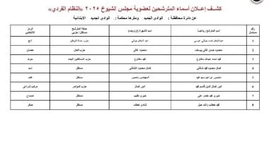 ننشر قوائم المرشحين لانتخابات مجلس الشيوخ عن دائرة محافظة الوادى الجديد