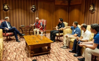 لقاء الملك مع وزير الخزانة الأمريكي في ملتقى صن فالي الاقتصادي بولاية أيداهو