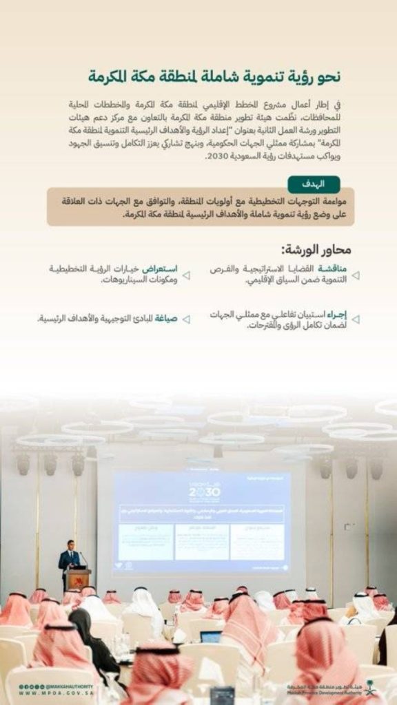 ورشة عمل تُعقد لمشروع إعداد المخطط الإقليمي في مكة المكرمة