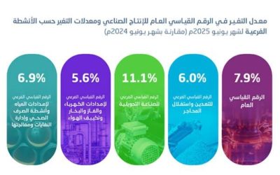 ارتفاع الإنتاج الصناعي بنسبة 8% يشير إلى تحسن ملحوظ في القطاع الصناعي.