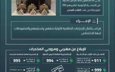اعتقال 6 مهربين في عسير محاولين تهريب 90 كيلوغراماً من نبات القات