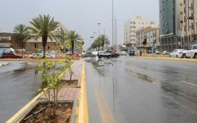 تساقط الأمطار على منطقة تبوك