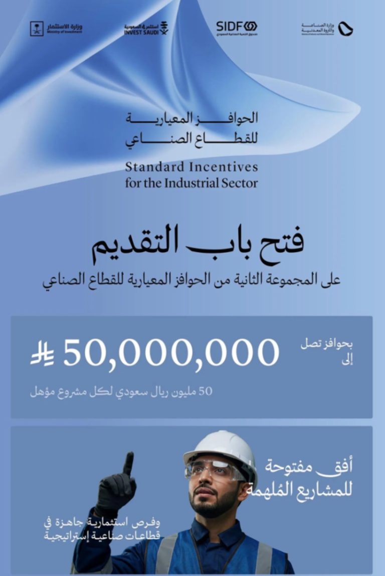 فتح باب التقديم للمجموعة الثانية من الحوافز المعيارية المخصصة للقطاع الصناعي.