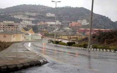 هطول أمطار غزيرة في منطقة الباحة