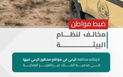 القبض على مواطن مخالف لنظام البيئة في محمية الملك عبدالعزيز الملكية