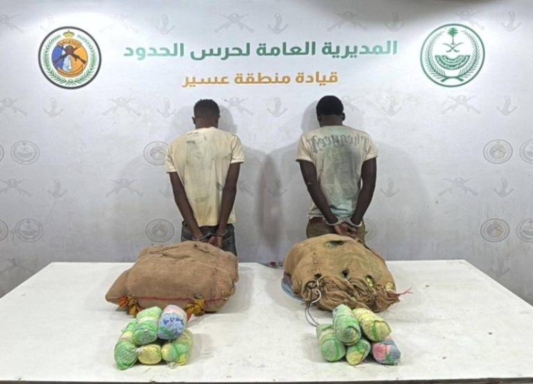 حرس الحدود بعسير يتصدى لمهربين بحوزتهما 30 كيلوجرامًا من القات المخدر
