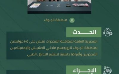 مداهمة ناجحة في الجوف تطيح بـ4 مواطنين بتهمة ترويج المخدرات