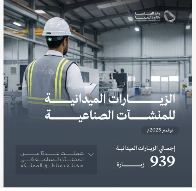 وزارة الصناعة تجري 939 زيارة ميدانية للمنشآت الصناعية في نوفمبر 2025 لتنمية القطاع.